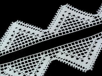 Cotton bobbin lace 75054, width 45 mm, white - 3