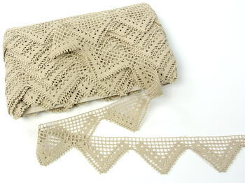 Cotton bobbin lace 75054, width 45 mm, light linen gray - 3