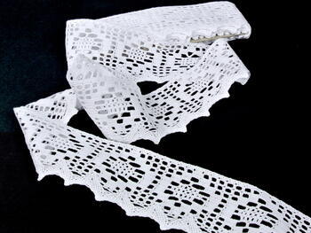 Cotton bobbin lace 75059, width 81 mm, white - 3