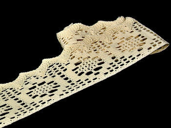 Cotton bobbin lace 75059, width 81 mm, ecru - 3