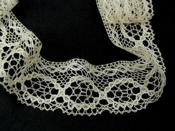 Cotton bobbin lace 75065, width 47 mm, ecru mercerized - 3