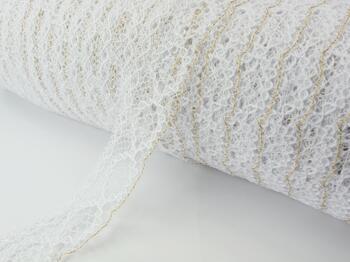 Cotton bobbin lace 75065, width 47 mm, white/Lurex gold - 3