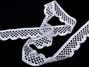 Cotton bobbin lace 75067, width 47 mm, white - 3