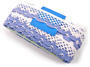Cotton bobbin lace 75067, width 47 mm, white/sky blue - 3/4