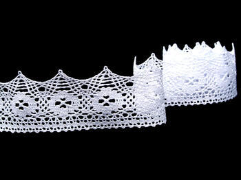 Cotton bobbin lace 75068, width 52 mm, white - 3