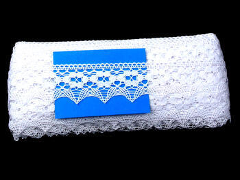 Cotton bobbin lace 75069, width 42 mm, white - 3