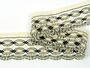 Cotton bobbin lace 75076, width 53 mm, ecru/dark brown - 3/4