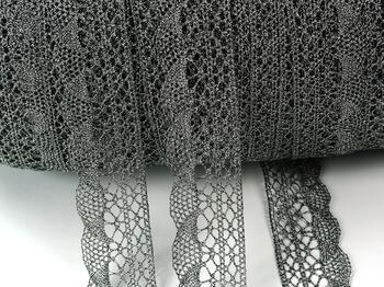 Metalic bobbin lace 75077, width 32 mm, Lurex silver black - 3