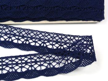 Cotton bobbin lace 75077, width 32 mm, dark blue - 3