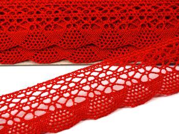 Cotton bobbin lace 75077, width 32 mm, red - 3