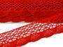 Cotton bobbin lace 75077, width 32 mm, red - 3/5