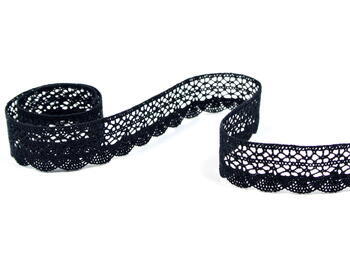Cotton bobbin lace 75077, width 32 mm, black - 3
