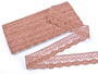 Cotton bobbin lace 75077, width 32 mm, terracotta - 3/4