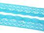 Cotton bobbin lace 75077, width 32 mm, turquoise - 3/4