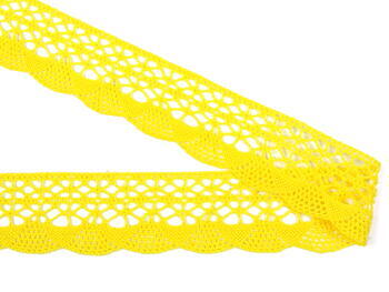 Cotton bobbin lace 75077, width 32 mm, light yellow - 3