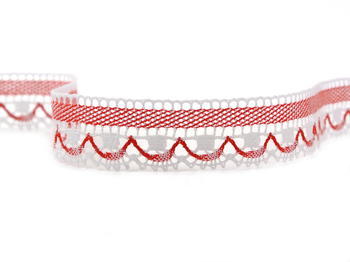 Bobbin lace No. 75079 white/light red | 30 m - 3
