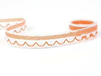 Paličkovaná krajka vzor 75079 bílá/sytě oranžová | 30 m - 3
