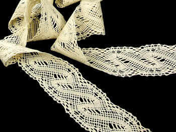 Cotton bobbin lace 75080, width 55 mm, ecru - 3