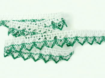 Bobbin lace No. 75087 white/light green | 30 m - 3