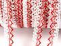 Cotton bobbin lace 75087, width 19 mm, white/red - 3/5