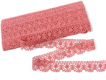 Cotton bobbin lace 75088, width 27 mm, rose - 3