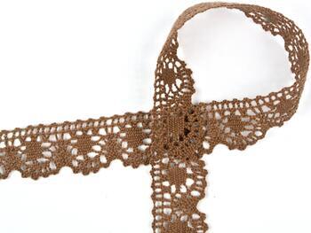 Cotton bobbin lace 75088, width 27 mm, cacao brown - 3