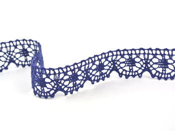 Cotton bobbin lace 75088, width 27 mm, dark blue - 3