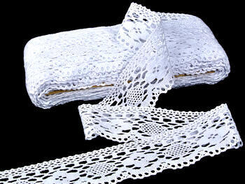 Cotton bobbin lace 75095, width 60 mm, white - 3