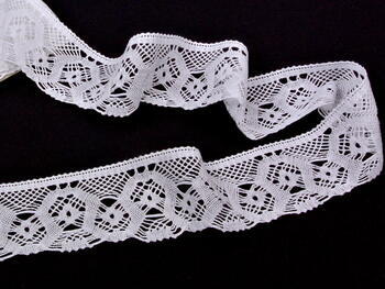 Cotton bobbin lace 75096, width 68 mm, white - 3