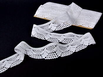 Cotton bobbin lace 75098, width 45 mm, white - 3