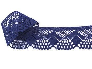 Cotton bobbin lace 75098, width 45 mm, dark blue - 3