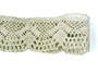 Cotton bobbin lace 75098, width 45 mm, ecru/light linen gray/highlights - 3/4