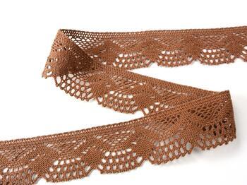 Cotton bobbin lace 75098, width 45 mm, cacao brown - 3