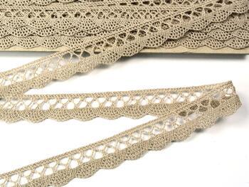 Cotton bobbin lace 75099, width 18 mm, light linen gray - 3