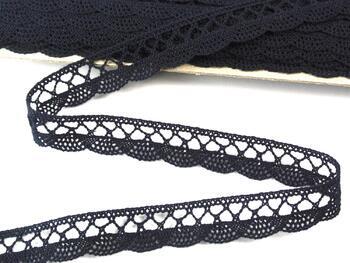Cotton bobbin lace 75099, width 18 mm, black blue - 3