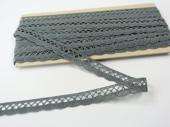 Cotton bobbin lace 75099, width 18 mm, gray - 3