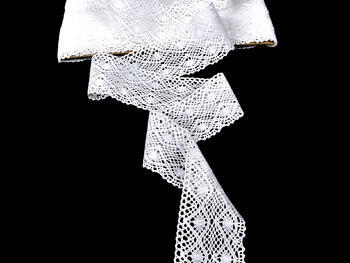 Cotton bobbin lace 75110, width 53 mm, white - 3