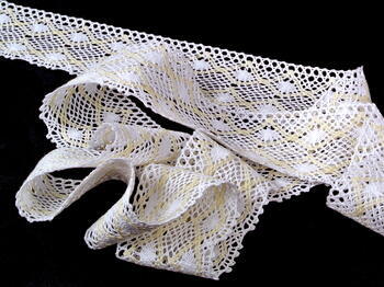 Cotton bobbin lace 75110, width 53 mm, white/ecru - 3