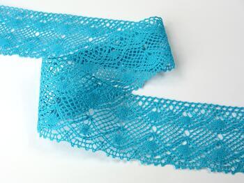Cotton bobbin lace 75110, width 53 mm, turquoise - 3