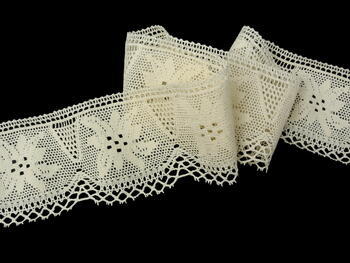 Cotton bobbin lace 75112, width 80 mm, ecru - 3