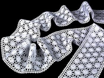 Cotton bobbin lace insert 75117, width 80 mm, white - 3