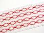 Cotton bobbin lace insert 75117, width 80 mm, white/light red - 3/4