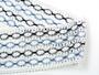 Cotton bobbin lace insert 75117, width 80 mm, white/light blue/dark blue - 3/4