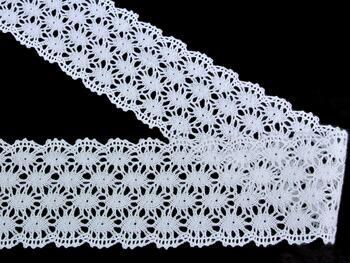 Cotton bobbin lace 75121, width 80 mm, white - 3