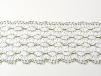 Cotton bobbin lace 75121, width 80 mm, white/dark linen gray - 3