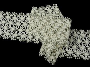 Cotton bobbin lace 75121, width 80 mm, ecru/dark linen gray - 3