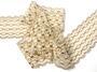 Cotton bobbin lace 75121, width 80 mm, ecru/dark beige - 3/5