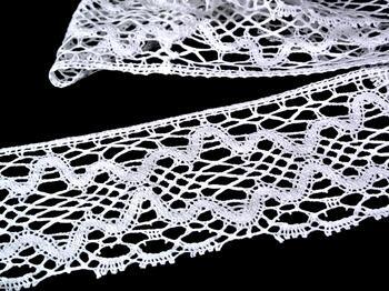 Cotton bobbin lace 75127, width 120 mm, white - 3
