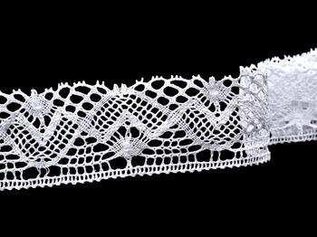 Cotton bobbin lace 75132, width 65 mm, white - 3