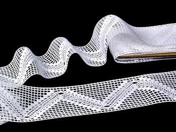 Cotton bobbin lace insert 75141, width 77 mm, white - 3